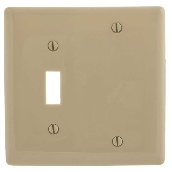 Hubbell Wiring 2-Gang Ivory Toggle and Blank Wall Plate P113I